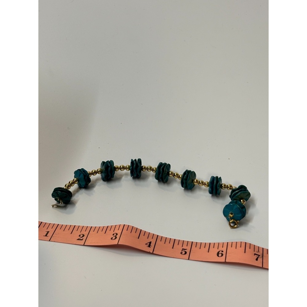 Bracelet Blue and Gold Tone‎ Beads Vintage Boho - Picture 7 of 7